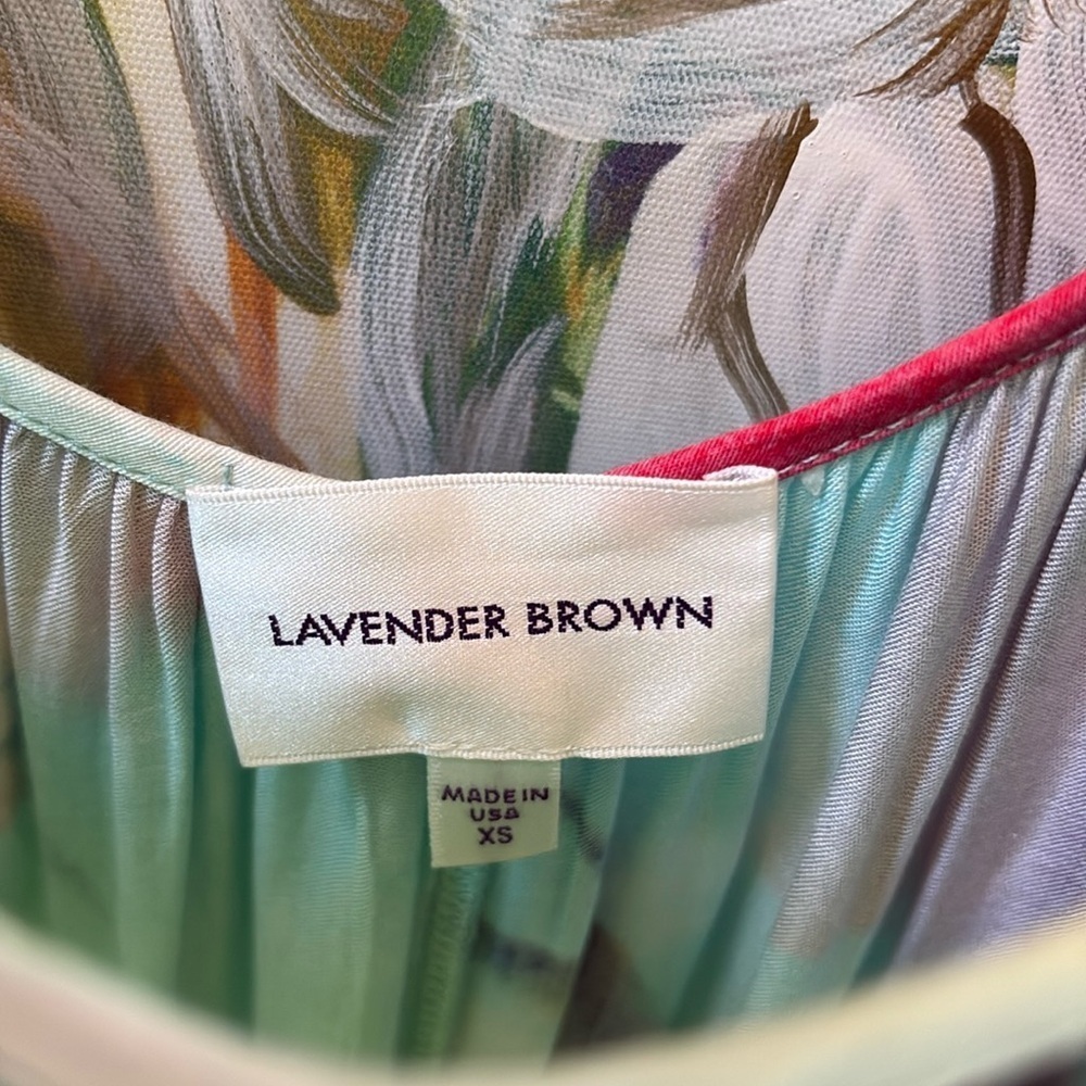 Lavender Brown Maia Dress - Watercolor Print Maxi - Size XS - Picture 5 of 14